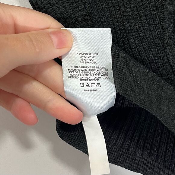 Express Body Contour Cutout Cropped Sweater Knit Top Ribbed Black L - Picture 5 of 5